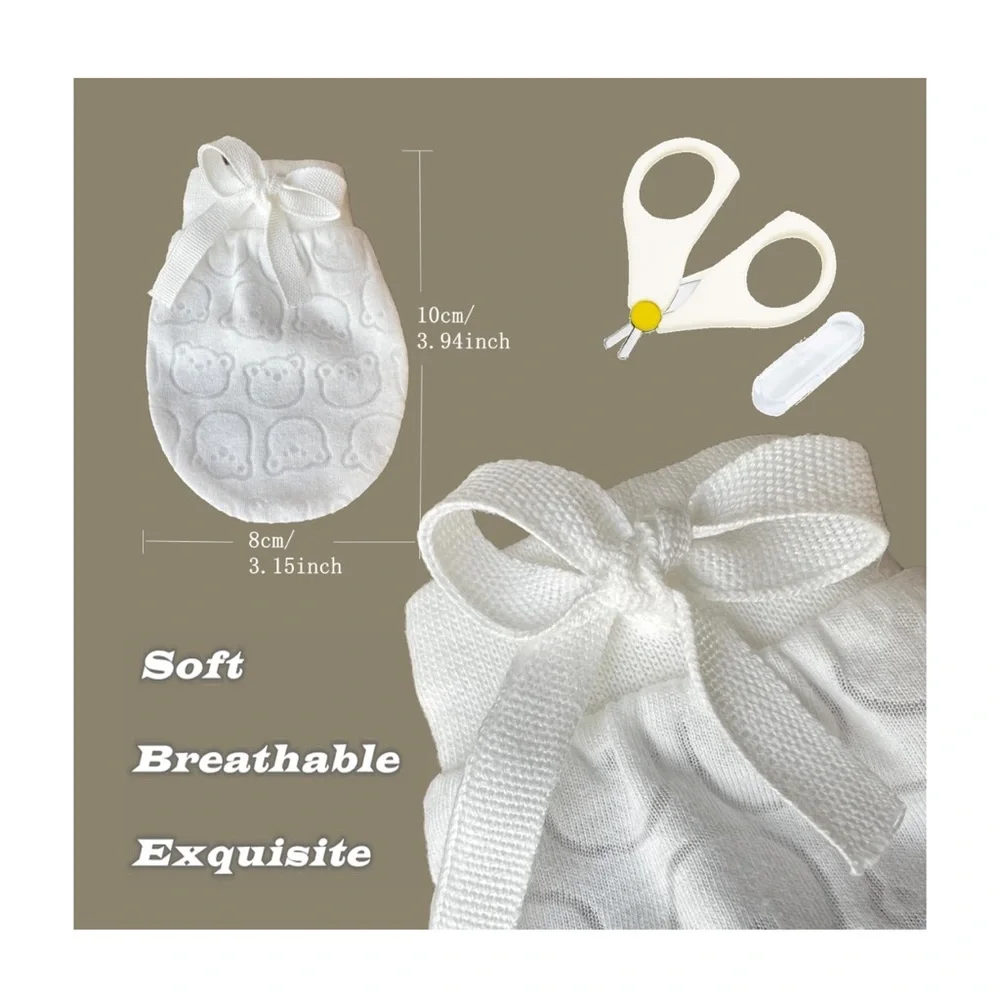 White Baby Mittens Set